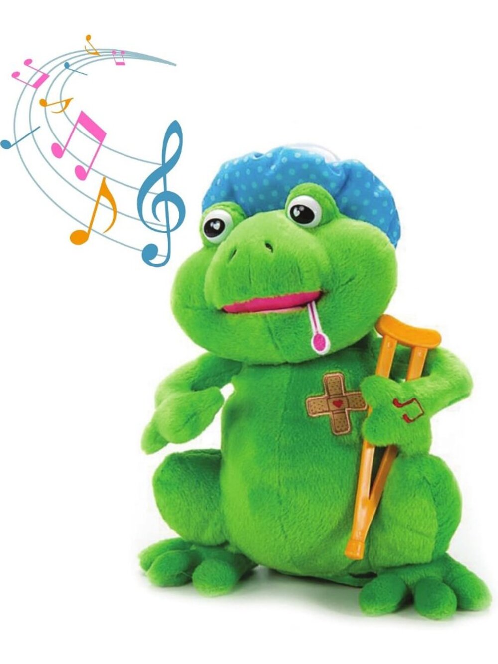 Musical Frog Stuffed Animal - 10" Plush Toy for Kids, Feel Better Gift